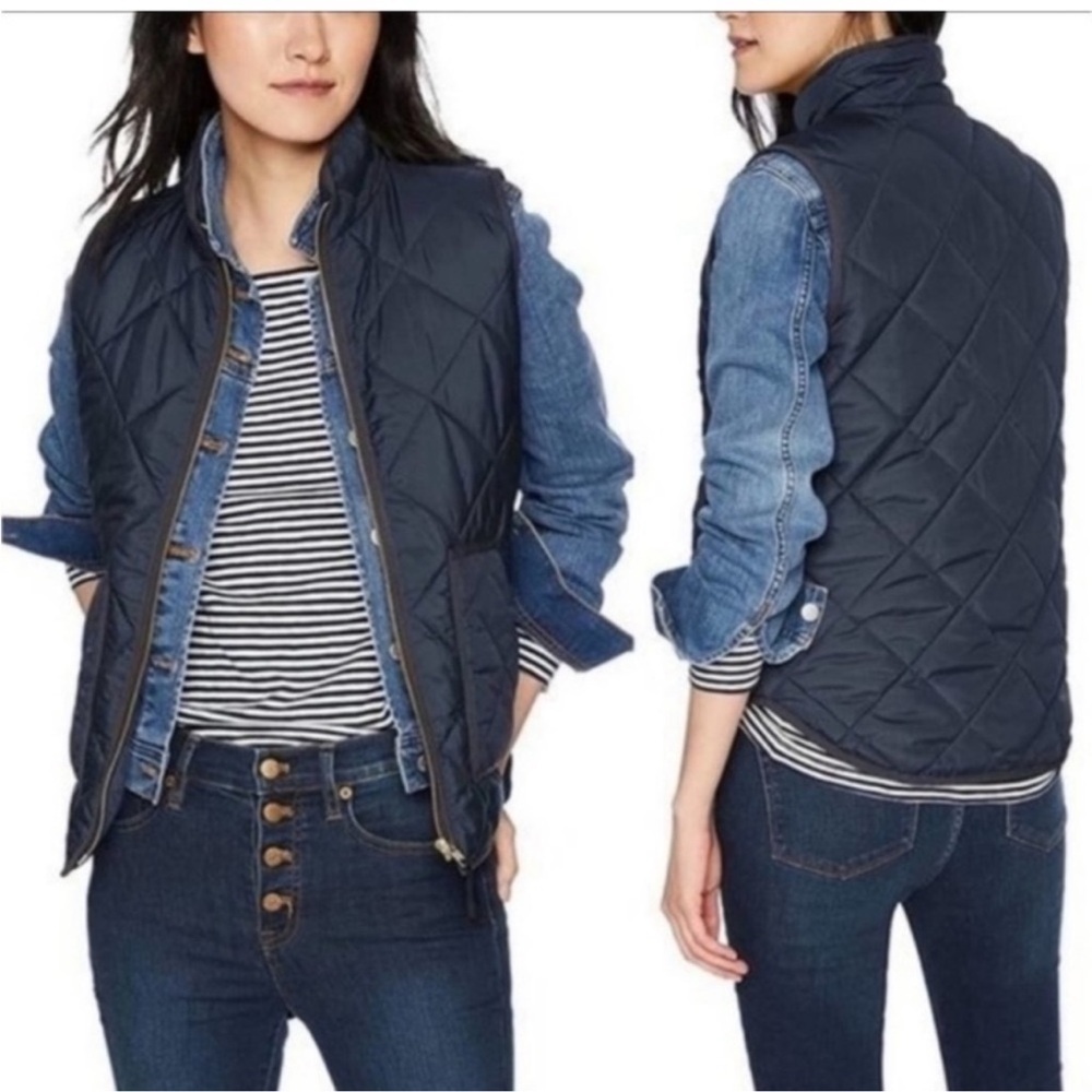 J. Crew Puffer Vest Navy Blue‎ Size S